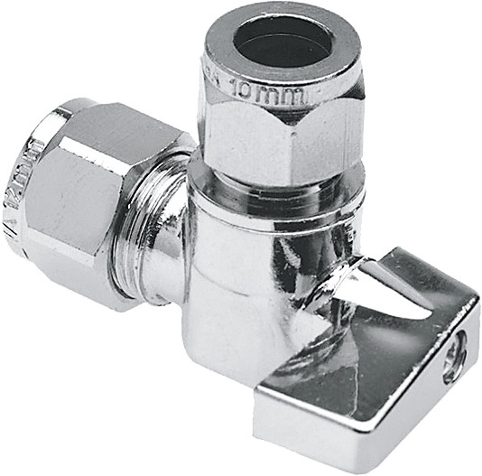 Bonfix Sink (corner) ball stopcock - chrome-plated - Chrome-plated knob operation - angled 15 x 10 - 2 x compression