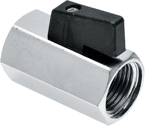 Bonfix Universal Mini-Kugelhahn - mit schwarzem Knopf 1/4" - 2 x IG