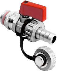 Bonfix Kugel (Eck) Absperrhahn - verchromter schwarzer Knopf - 2 x Klemme