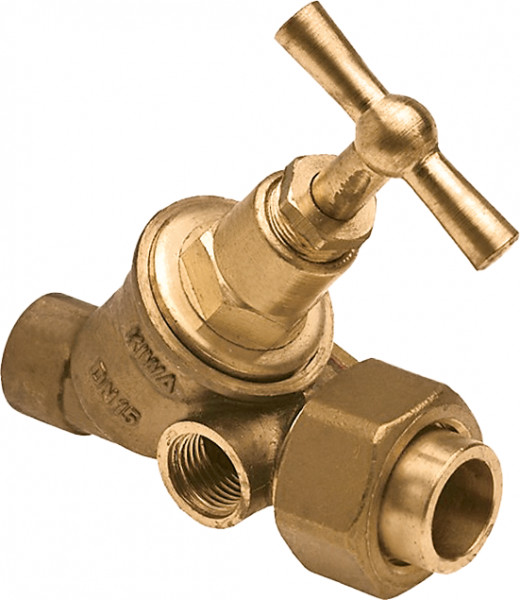 Stop cock x union with drain plug 15 mm