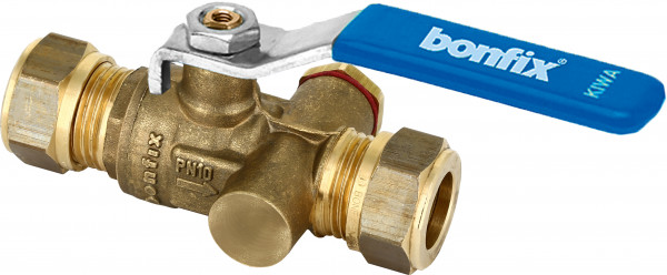 Bonfix Absperrhahn in Kugelausführung Ohne Ablassmöglichkeit 28 - 2 x Klemme