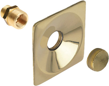 Square wallplate with plug 3/4" polished brass