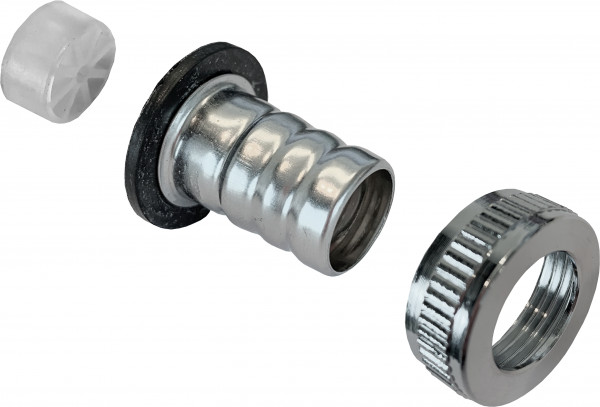 Hose union with connector and capnut 1/2" x 3/4" chrome plat