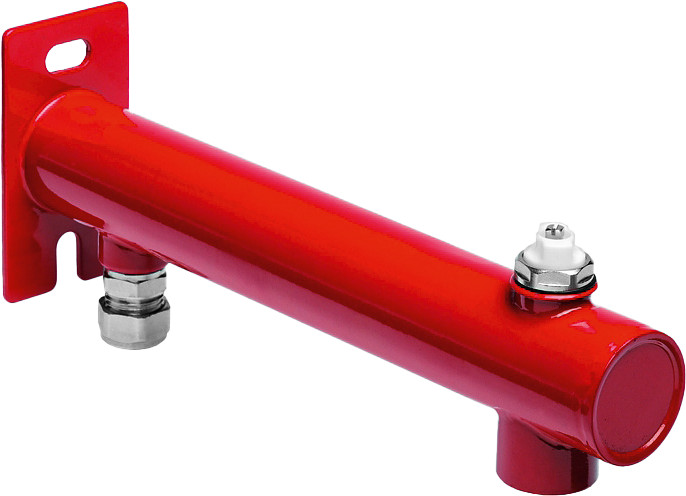 Bonfix - CV expansievatconsole - 3 gats - 3 -4" bi.dr. x 15 mm knel aansluiting - ontluchtingstop - inclusief bevestigingsmateriaal - rood