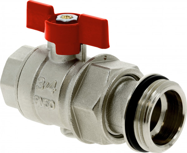 Ball valve 3/4 x 1" tailpiece red handle