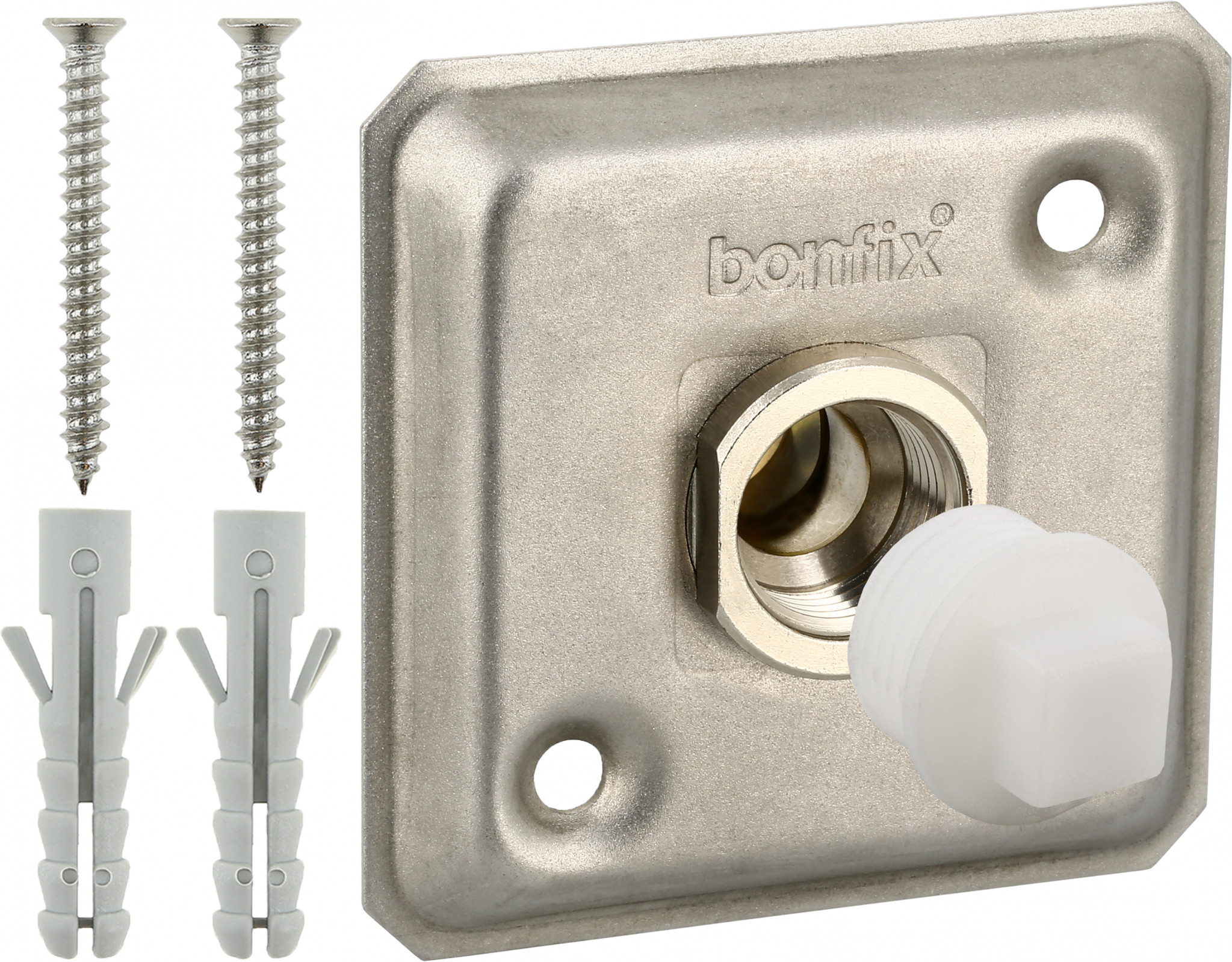Bonfix Sanitaire tapkranen en toebehoren Gevelplaat || inclusief pluggen en schroeven 1/2 x 15