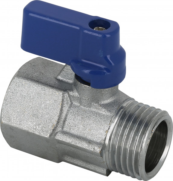 Bonfix Universal Mini Ball Valve - with blue knob 1/2" - female thread x male thread