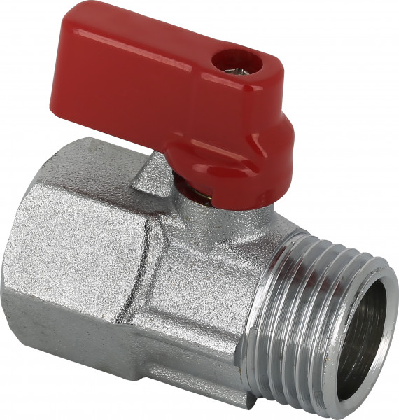 Bonfix Universal Mini-Kugelhahn - mit rotem Knopf 1/2" - IG x AG