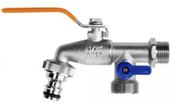 Kugelhahn / Außenhahn mit zusätzlicher Verbindung 1/2" "x 3/4" AG