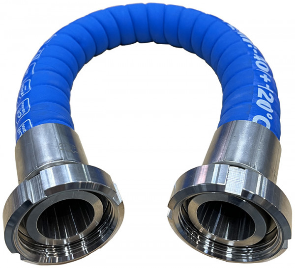 Dairy Hose - Food Hose Very Flexible and Ribbed - Complete with Dairy Fittings DIN11851 - DN32 - 0,8meter