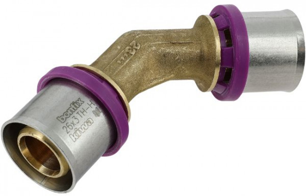 Bonfix Press Fitting - 2x Alu-press - Elbow fitting 45 degrees - 26 x 26mm