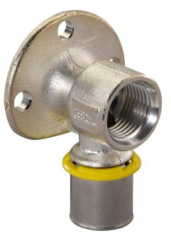 Uponor MLC-G Gas-Wandplatte mit rundem Flansch - Press x Innengewinde - 20mm x 1/2