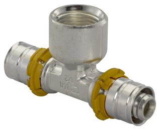 Uponor S-Press press screw T-piece with female thread - press x female thread x press - 50mm x 1’ x 50mm