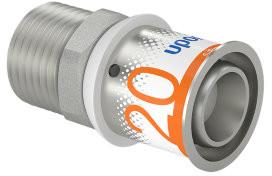 Uponor S-Press Plus Gewindekupplung - Außengewinde x Press - 1/2" x 20mm - Messing - Kiwa