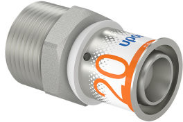 Uponor S-Press Plus threaded fitting - male thread x press - 3/4’ x 20mm - brass - Kiwa