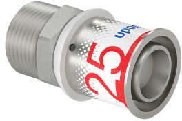 Uponor S-Press Plus Gewindekupplung - Außengewinde x Press - 3/4" x 25mm - Messing - Kiwa