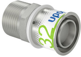 Uponor S-Press Plus threaded fitting - male thread x press - 1’ x 32mm - brass - Kiwa