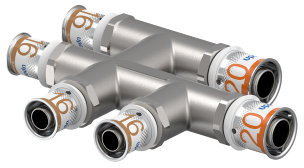 Uponor S-Press Plus crosspiece - press x press x press - 20mm x 16mm x 16mm - brass - Kiwa - Smart Radi