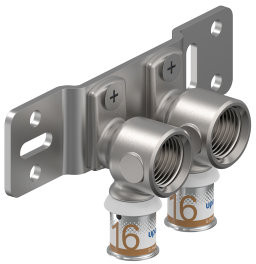 Uponor S-Press Plus Montagebügel + Wandplatten - Press x Innengewinde - 16mm x 1/2" - Abstand 35mm - Smart Radi - Kiwa
