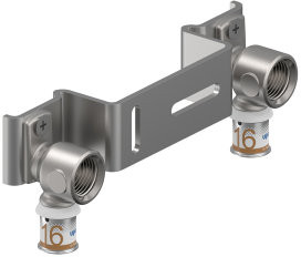Uponor S-Press Plus mounting bracket - press x female thread - 16mm x 1/2‘’ - hoh 150mm - Smart Aqua - Kiwa - Gemini