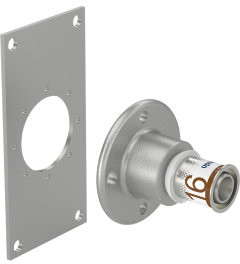 Uponor S-Press Plus Wandplatte Wanddurchführung - Innengewinde x Press - 1/2" x 16mm - Smart Aqua - Messing - Kiwa