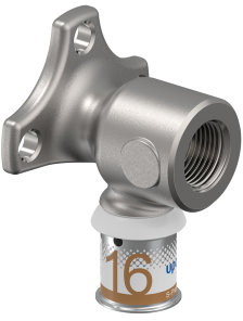 Uponor S-Press Plus Wandplatte - kurzes Modell - Innengewinde x Press - 3/8" x 16mm - Smart Aqua - Kiwa