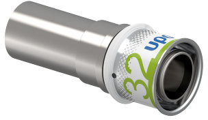 Uponor S-Press Plus Übergangskupplung - Steck x Press - 28mm x 32mm - Messing - Kiwa