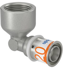 Uponor S-Press Plus screw knee 90° - female thread x press - 3/4‘’ x 20mm brass - Kiwa
