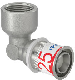 Uponor S-Press Plus screw knee 90° - female thread x press - 3/4‘’ x 25mm - brass - Kiwa