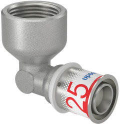 Uponor S-Press Plus Schraubkniewinkel 90° - Innengewinde x Press - 1" x 25mm - Messing - Kiwa