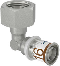 Uponor S-Press Plus screw knee 90° - Geberit - female thread x press - 1/2‘’ x 16mm - Smart Aqua - brass - Kiwa
