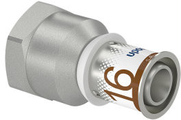 Uponor S-Press Plus Schraubkupplung - Innengewinde x Press - 1/2" x 16mm - Messing - Kiwa
