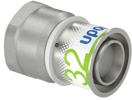 Uponor S-Press Plus screw fitting - female thread x press - 1" x 32mm - brass - Kiwa