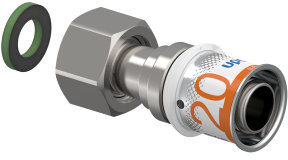 Uponor S-Press Plus screw fitting - Swivel - female thread x press - 1/2" x 20mm - brass - Kiwa