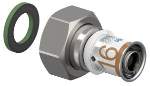 Uponor S-Press Plus Schraubkupplung - Mutter - Innengewinde x Press - 3/4" x 16mm - Messing - Kiwa