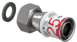 Uponor S-Press Plus Schraubkupplung - Mutter - Innengewinde x Press - 3/4" x 25mm - Messing - Kiwa