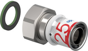 Uponor S-Press Plus screw fitting - Swivel - female thread x press - 1" x 25mm - brass - Kiwa