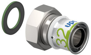 Uponor S-Press Plus screw fitting - Swivel - female thread x press - 1-1/4" x 32mm - brass - Kiwa