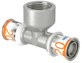 Uponor S-Press Plus screw T-piece 90° - press x female thread x press - 20mm x 3/4" x 20mm brass - Kiwa