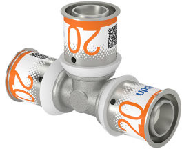 Uponor S-Press Plus T-Stück 90° - Press x Press x Press - 20mm x 20mm x 20mm - Messing - Kiwa