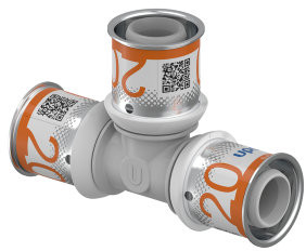 Uponor S-Press Plus T-Stück 90° - Press x Press x Press - 20mm x 20mm x 20mm - PPSU - Kiwa