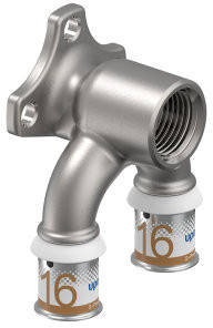 Uponor S-Press Plus U-Wandplatte - Press x Innengewinde x Press - 16mm x 1/2" x 16mm - Smart Aqua - Messing - Kiwa