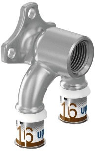 Uponor S-Press Plus U-wall plate - press x female thread x press - 20mm x 1/2" x 20mm - Smart Aqua - brass - Kiwa