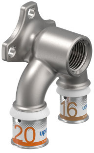 Uponor S-Press Plus U-wall plate - press x female thread x press - 20mm x 1/2" x 16mm - Smart Aqua - brass - Kiwa