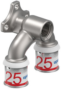 Uponor S-Press Plus U-Wandplatte - Press x Innengewinde x Press - 25mm x 1/2" x 25mm - Smart Aqua - Messing - Kiwa
