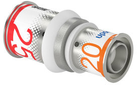 Uponor S-Press Plus Übergangskupplung - Press x Press - 25mm x 20mm - Messing - Kiwa