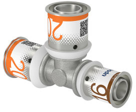 Uponor S-Press Plus transition T-piece 90° - press x press x press - 20mm x 20mm x 16mm - brass - Kiwa
