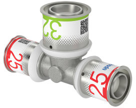 Uponor S-Press Plus Reduzier-T-Stück 90° - Press x Press x Press - 25mm x 32mm x 25mm - Messing - Kiwa