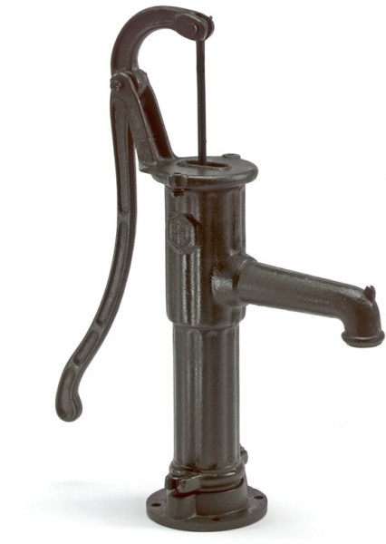 Nostalgische Handkurbelpumpe mit Fußflansch - grün - 67cm