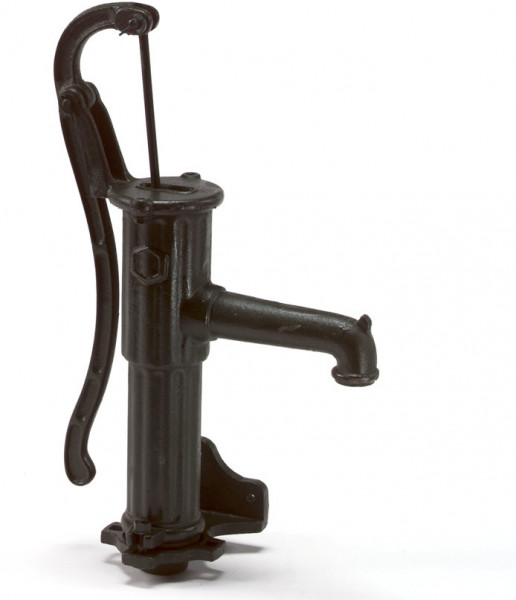 Nostalgische Handkurbelpumpe mit Wandflansch - grün - 67cm